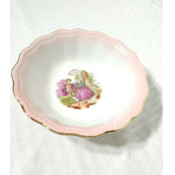 Vintage Trinket Dish Pink Gold Porcelain Japan - Picture 1 of 4